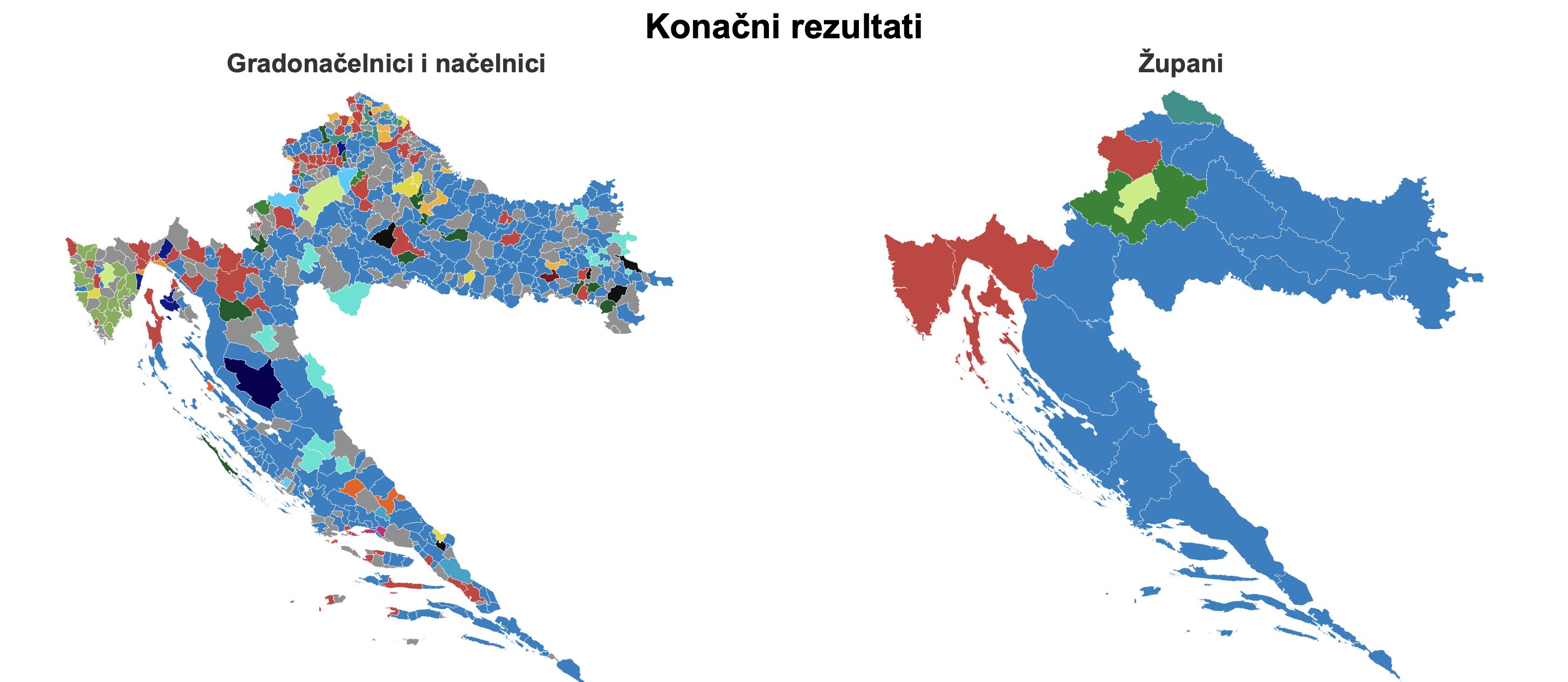 Pretpregled stranice s rezultatima prvog kruga lokalnih izbora